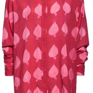 Leaf Print Red Blouse